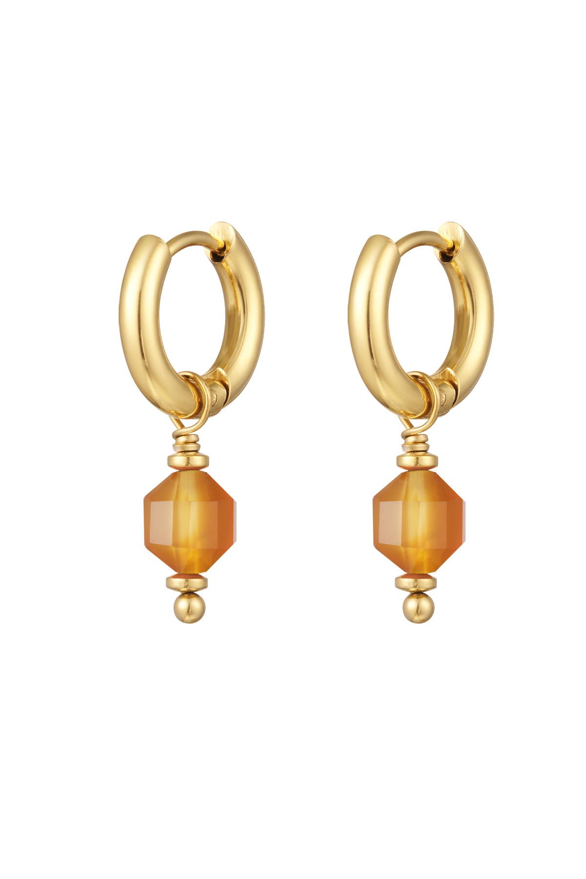 Earrings with stone January - gold/brown