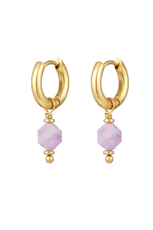Earrings with stone February - gold/lilac h5 