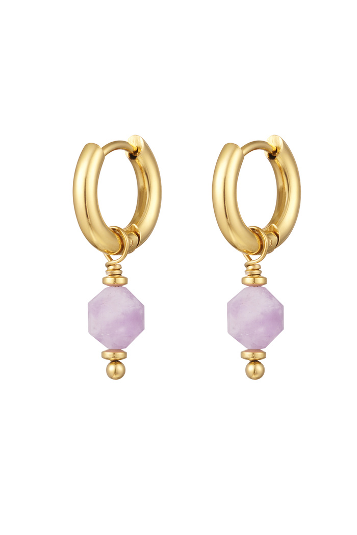 Earrings with stone February - gold/lilac 