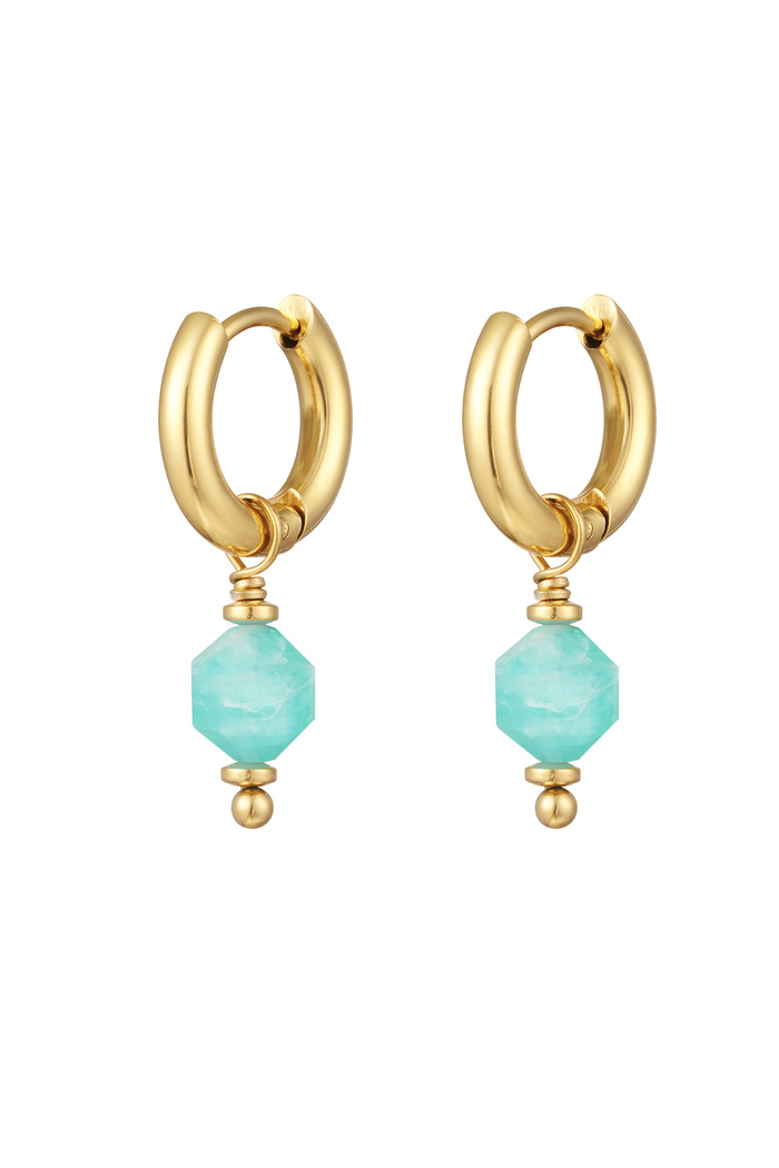 Earrings with stone March - gold/mint 