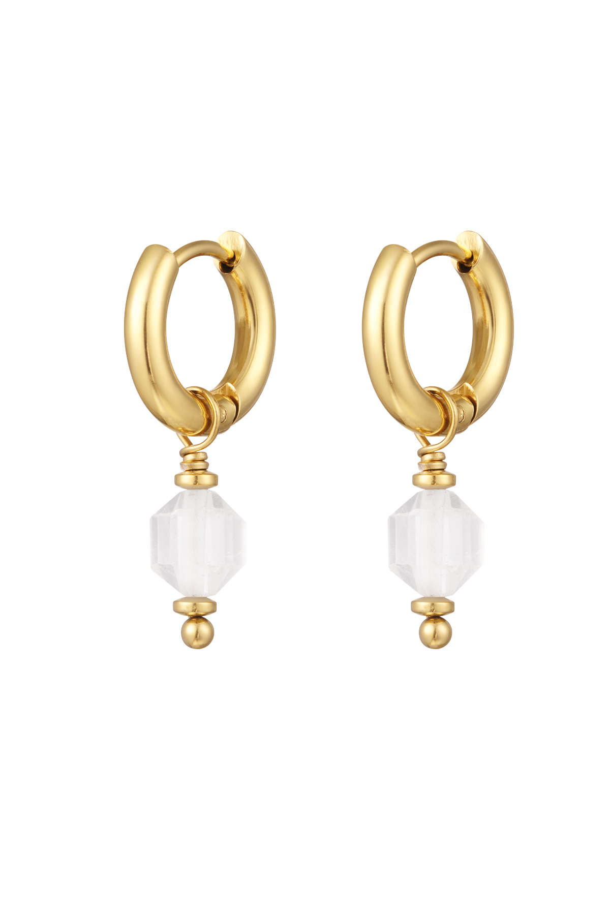 Gold / April stone earrings - gold/white Picture4