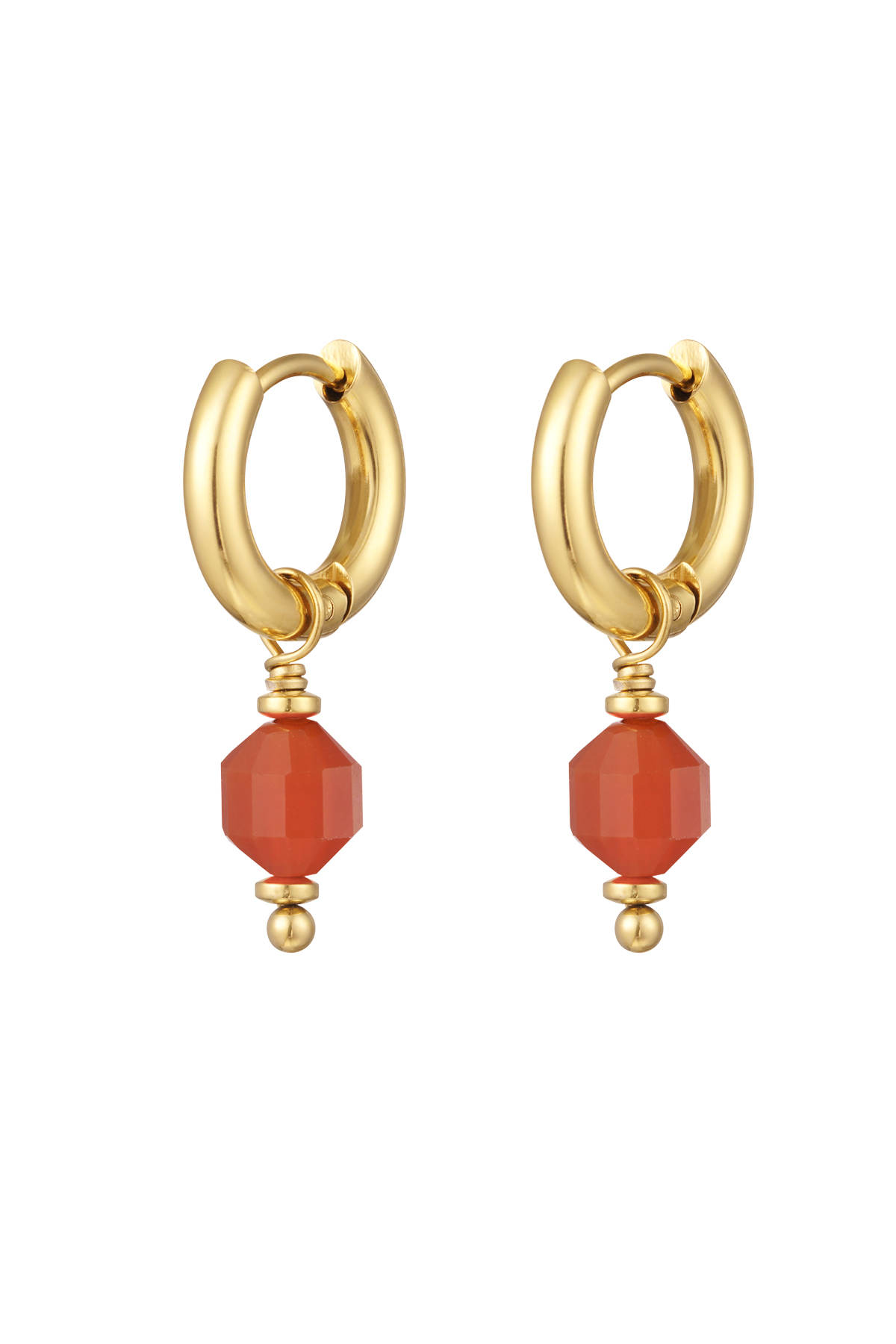 Earrings with stone July - gold/orange 