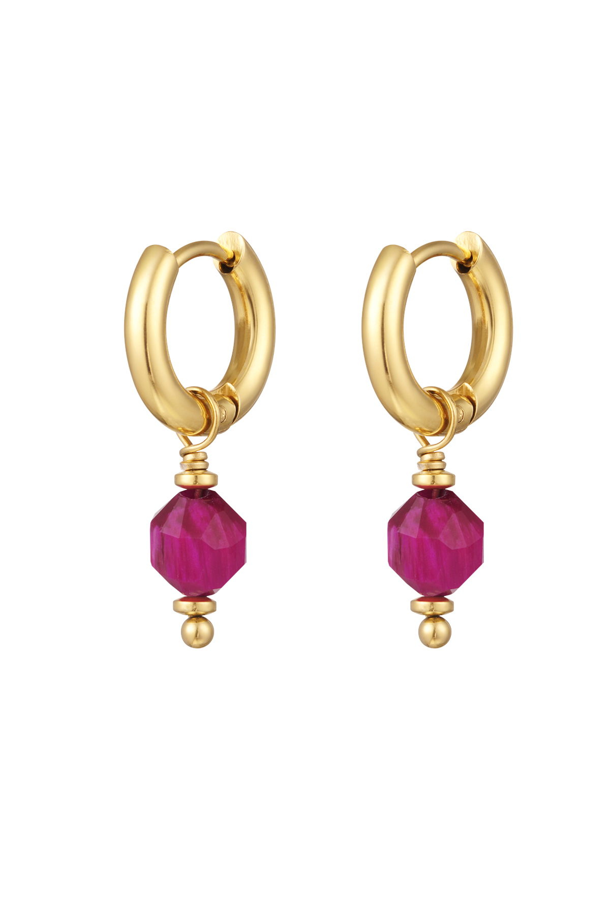 Gold / Earrings with October stone - gold/wine red Picture10