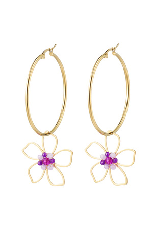 Earrings flower charm - purple Stainless Steel h5 