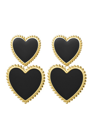 Earrings 2 x heart - black Black & Gold Stainless Steel h5 