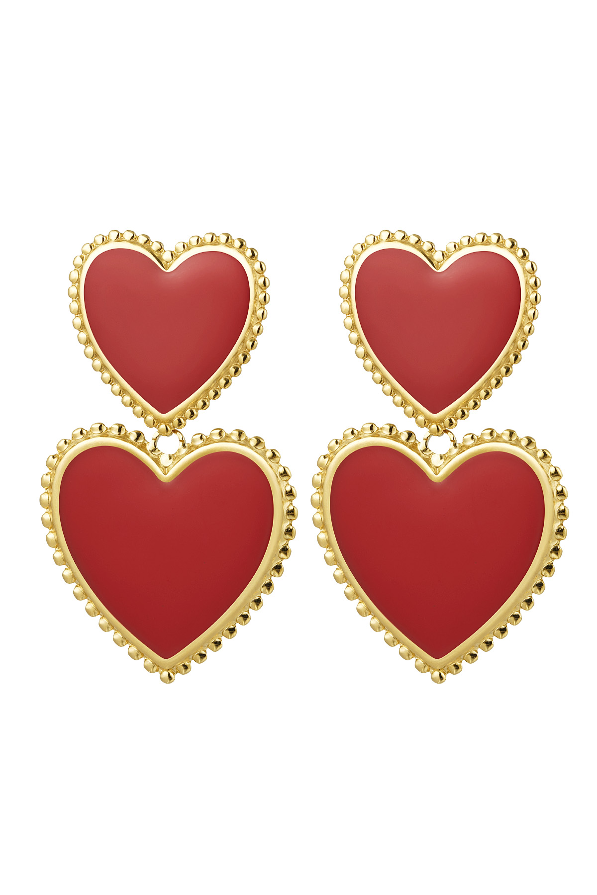 Earrings 2 x heart - red Stainless Steel