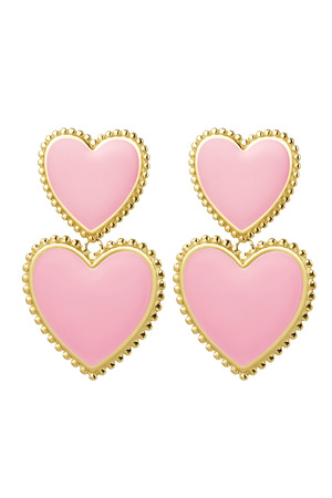 Pendientes 2 x corazón - rosa Rosa& Oro Acero inoxidable h5 