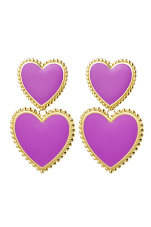 Boucles d'oreilles 2 x coeur - violet Lilas Acier inoxydable h5 