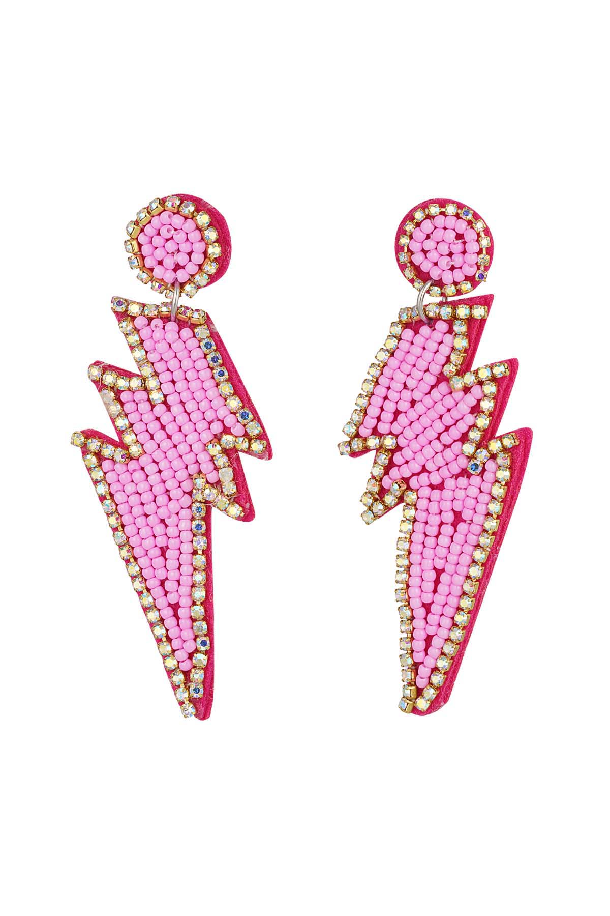 Pendientes perlas relámpago - vidrio rosa
