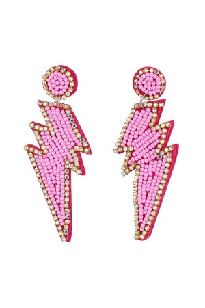 Earrings beads lightning bolt - pink Glass h5 