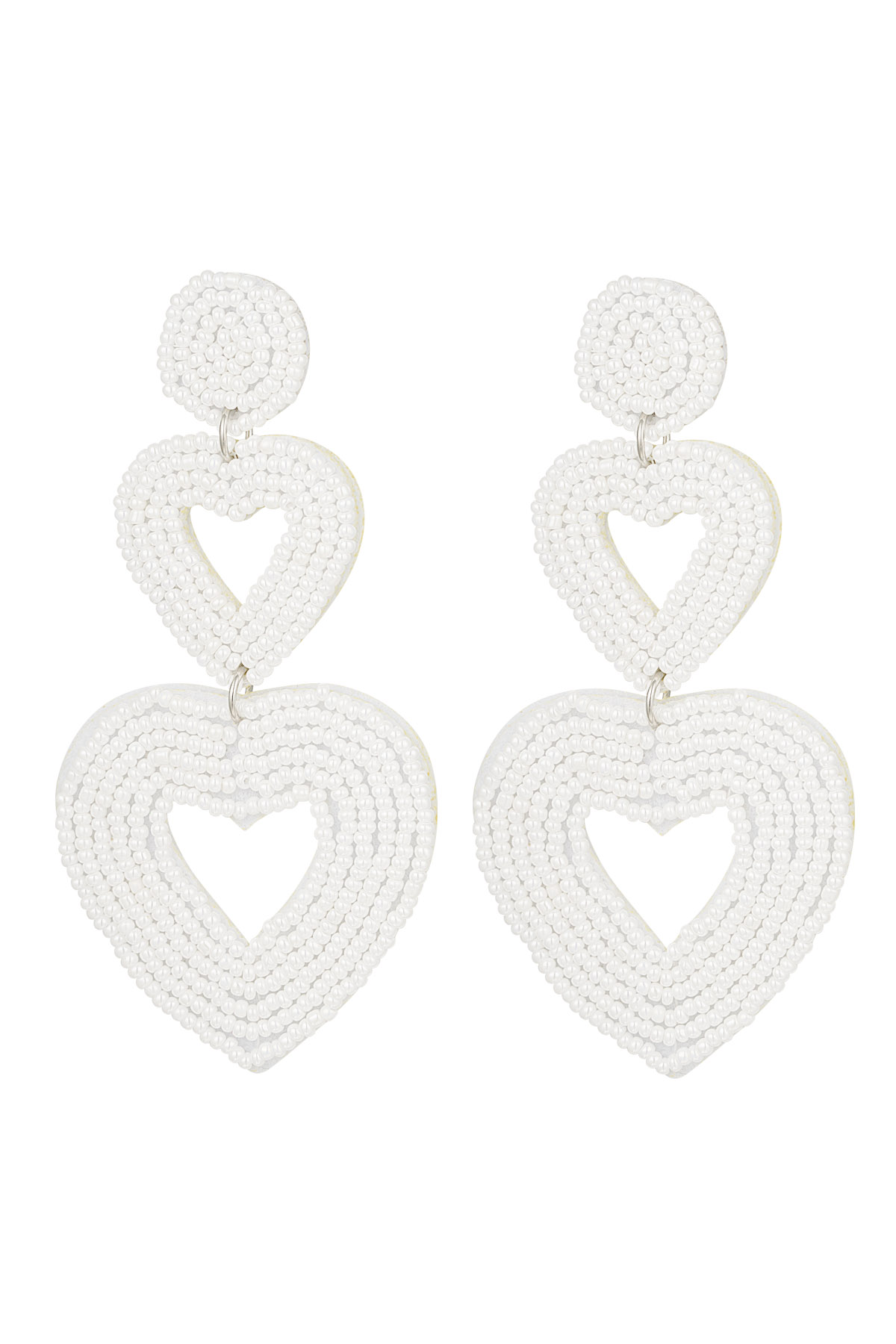 Double heart earrings white Cream Glass h5 