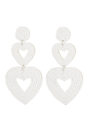 Double heart earrings white Cream Glass h5 