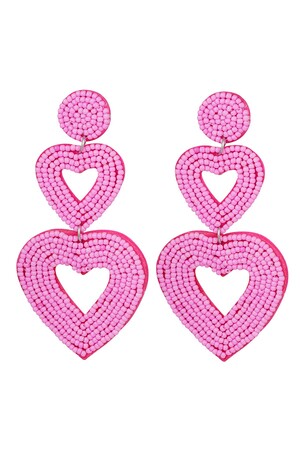 Double heart earrings fuchsia Glass h5 