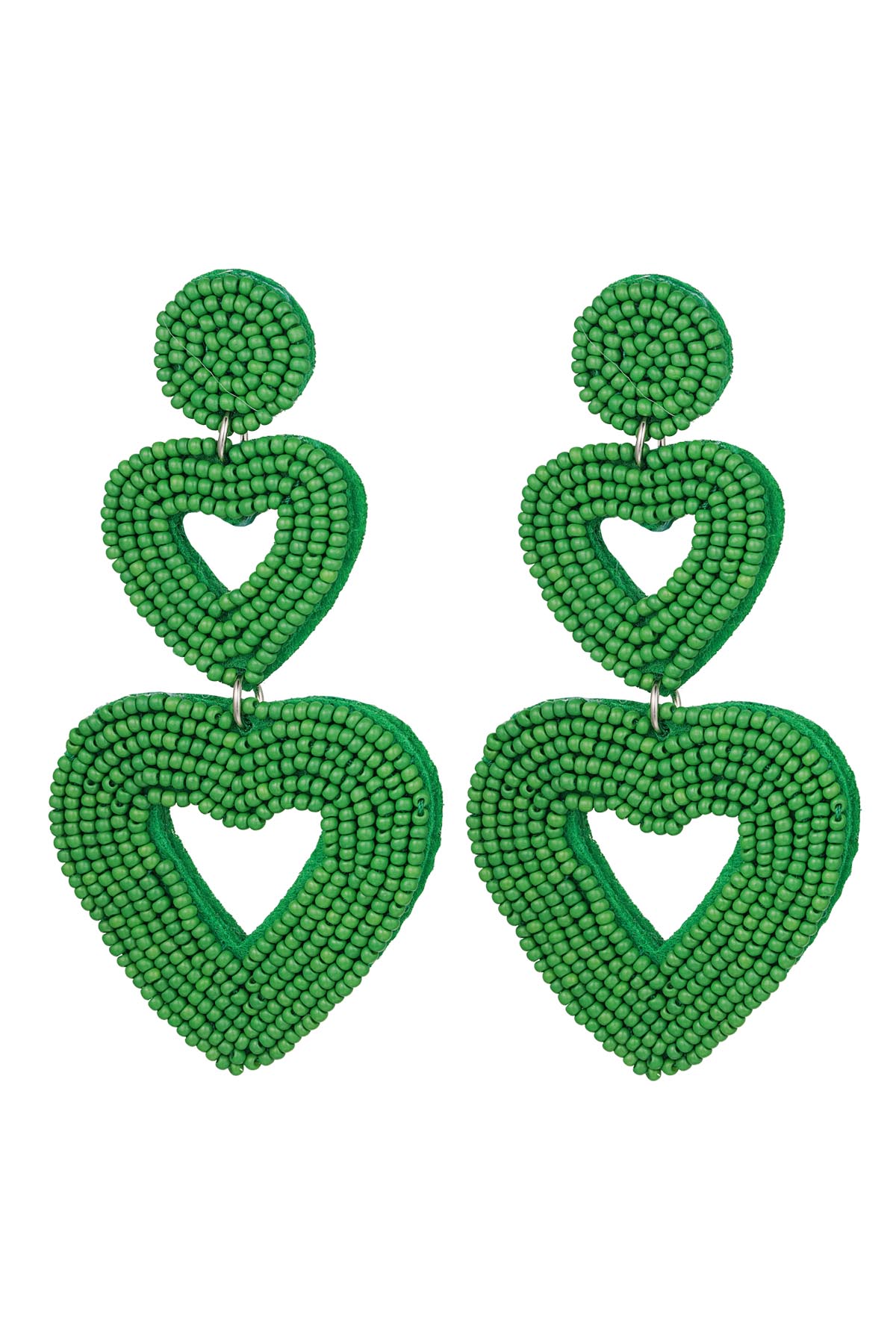 Orecchini doppio cuore verde Green Glass h5 