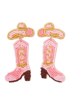 Beaded earrings boot - pastel pink Glass beads h5 