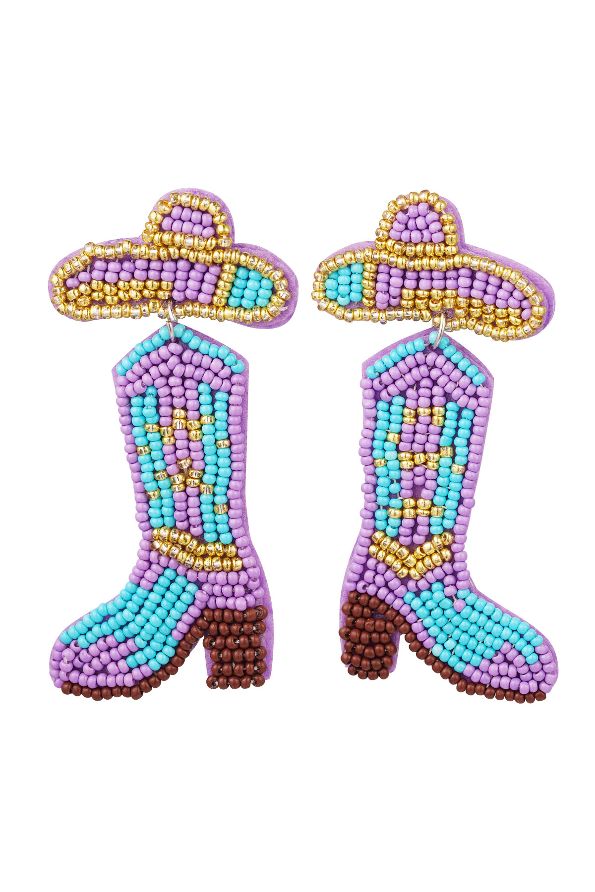 Boucles d'oreilles boots perlées - perles de verre bleu