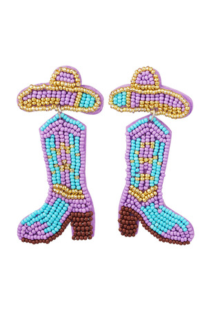 Boucles d'oreilles boots perlées - perles de verre bleu h5 