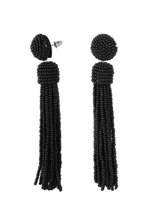 Pendientes borla con cuentas - perlas de vidrio negro h5 