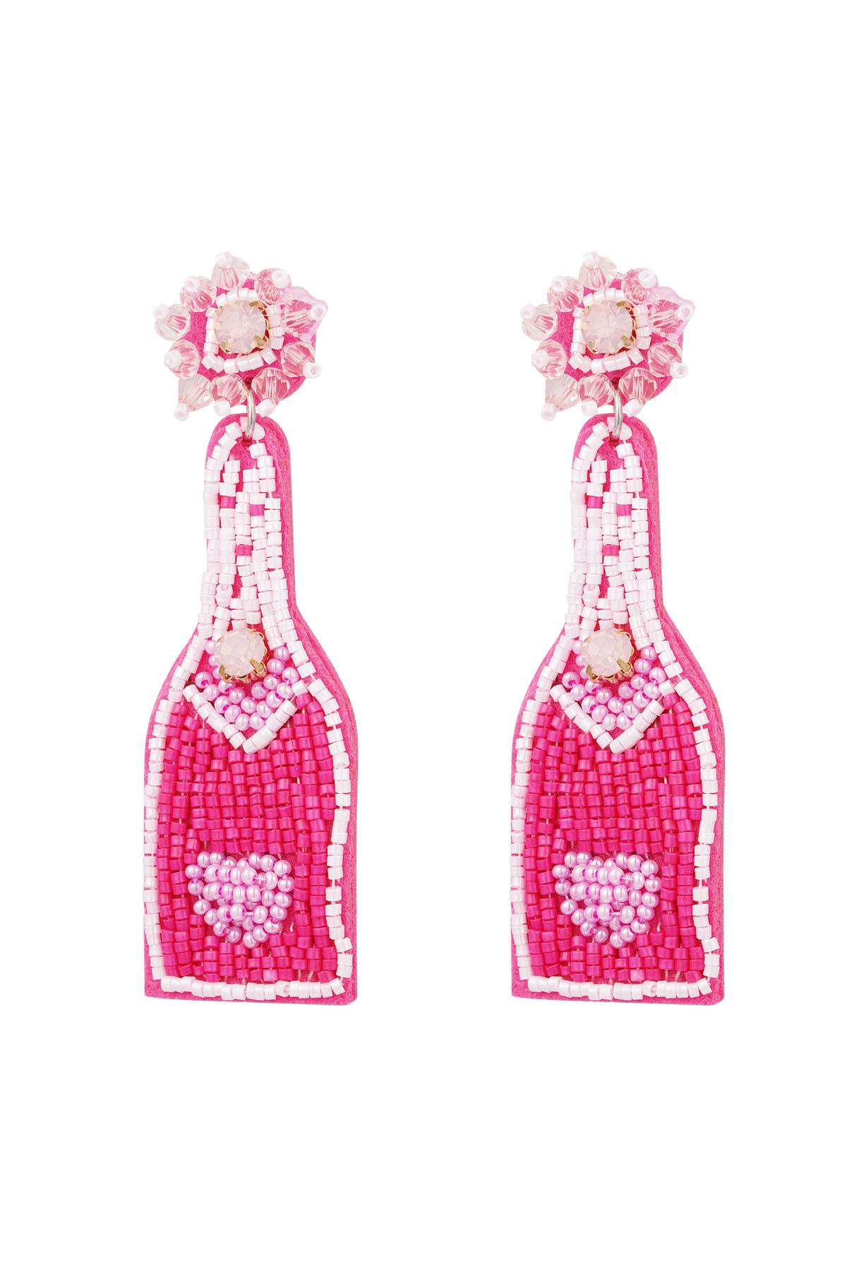 Bottiglia di orecchini di perline - rosa Perle di vetro h5 