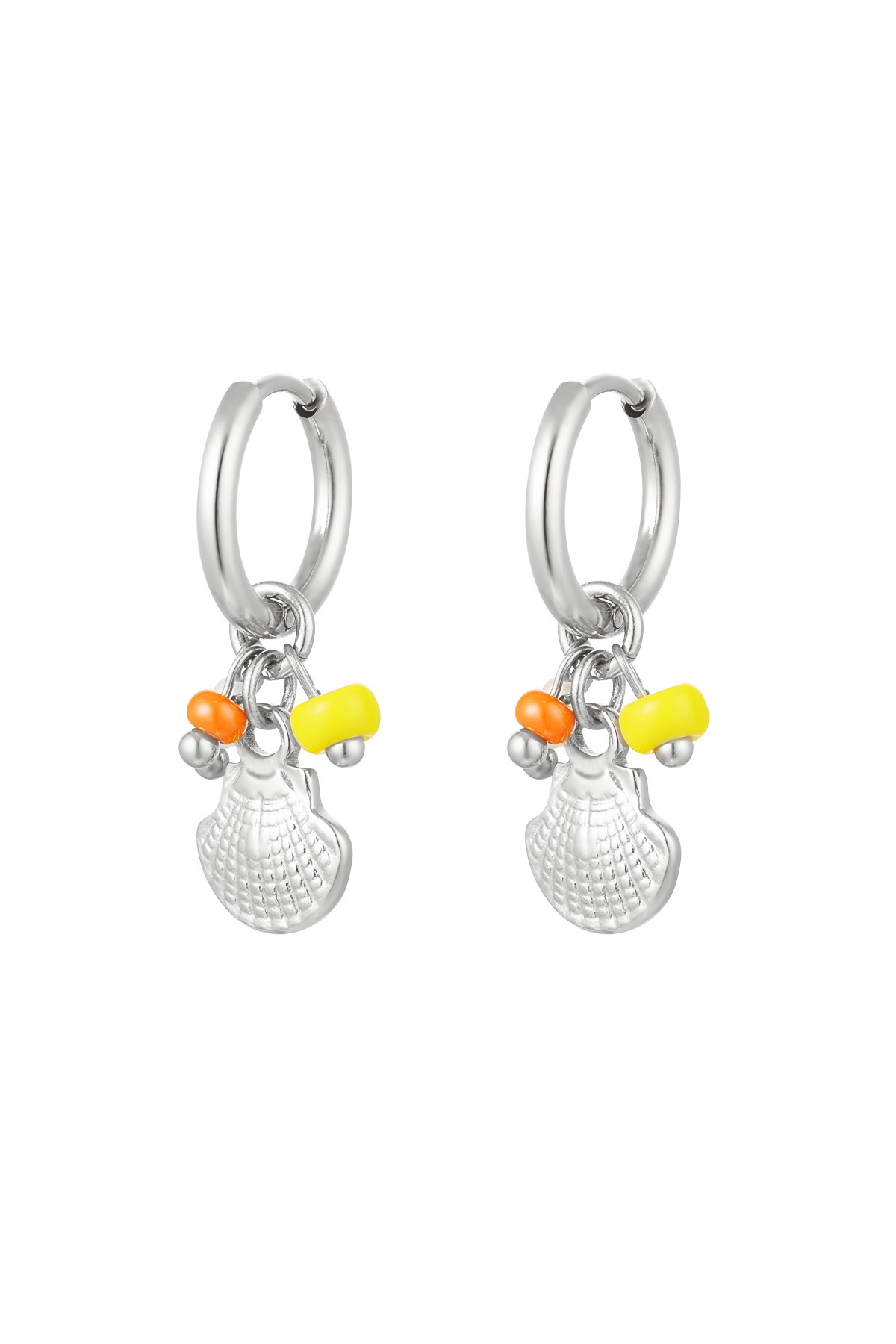 Boucles d'oreilles perles avec coquillage - argent