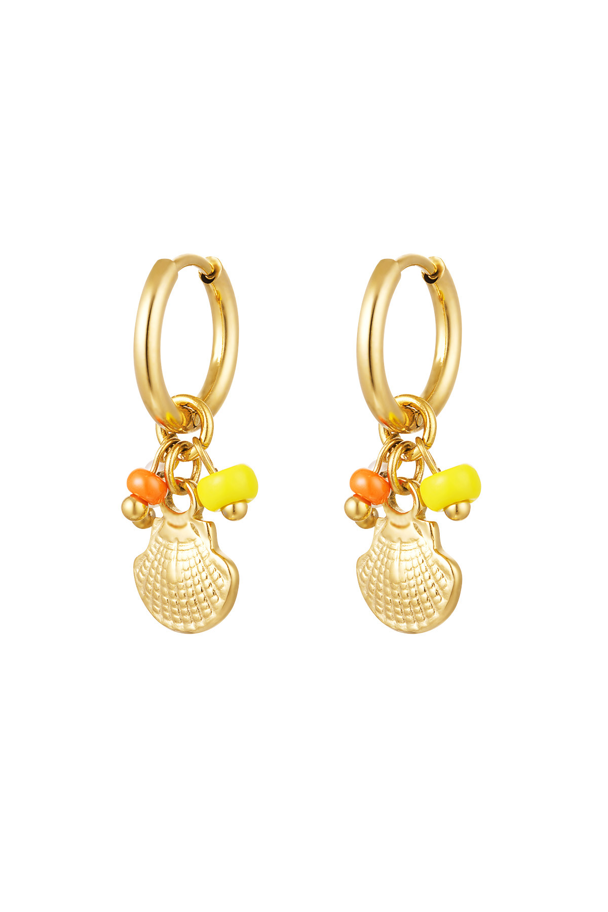 Earrings beads with shell - Gold color 2