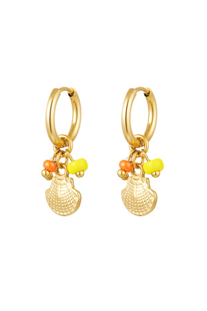 Earrings beads with shell - gold h5 