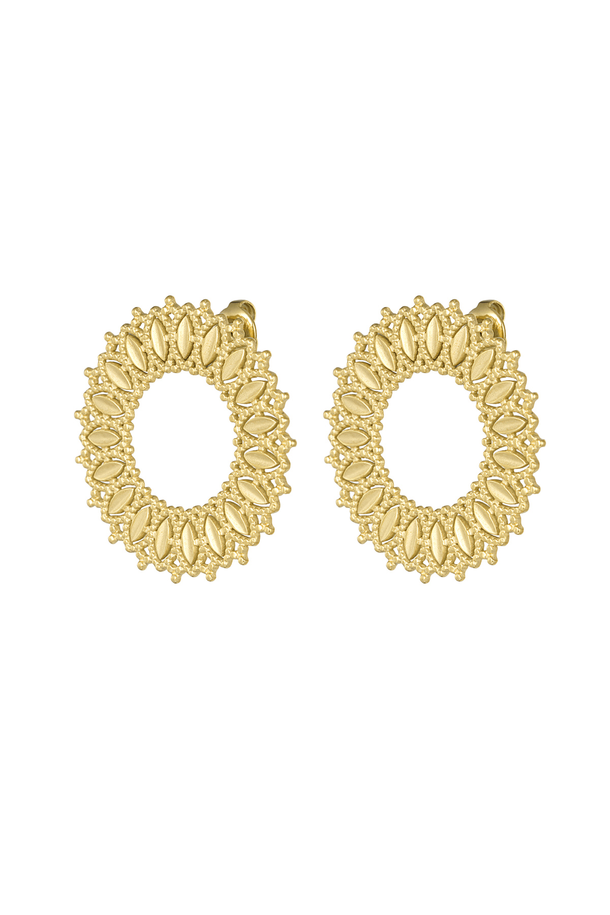 Sun statement earrings - Gold color