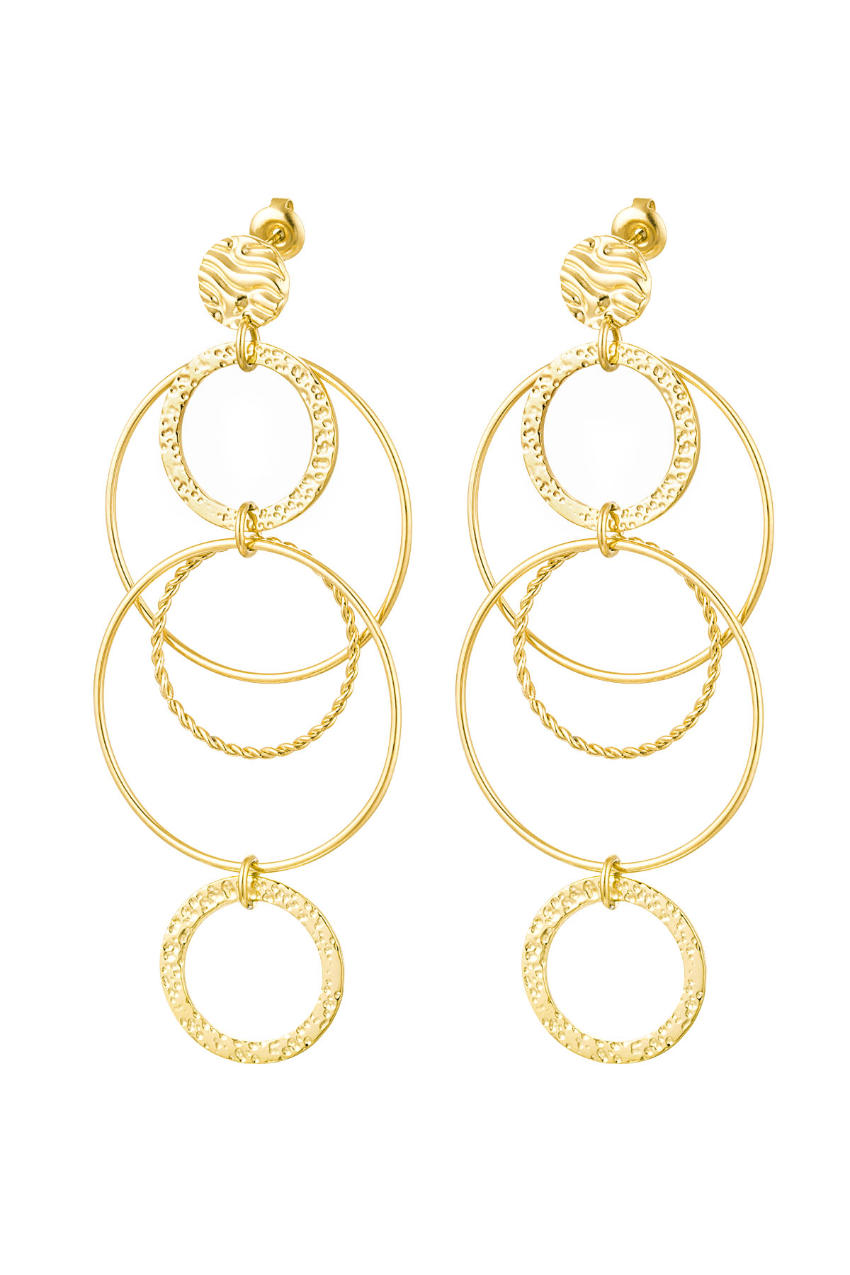 Earrings different rings - Gold color