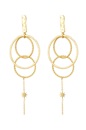 Earrings circles with chain - gold h5 
