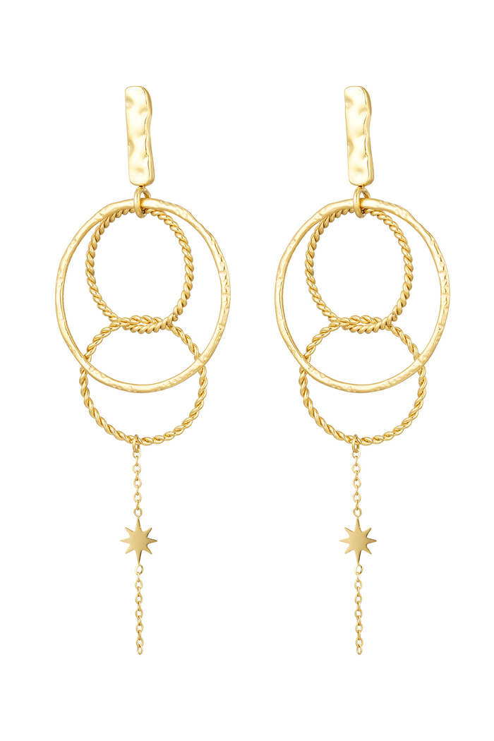 Earrings circles with chain - gold 