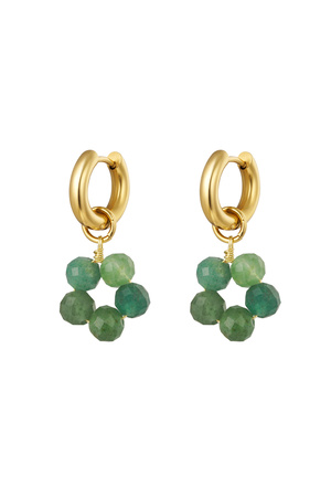 Earrings beaded flower - green h5 