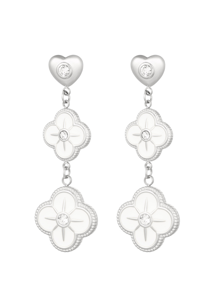 Earrings flower garland - silver/white 