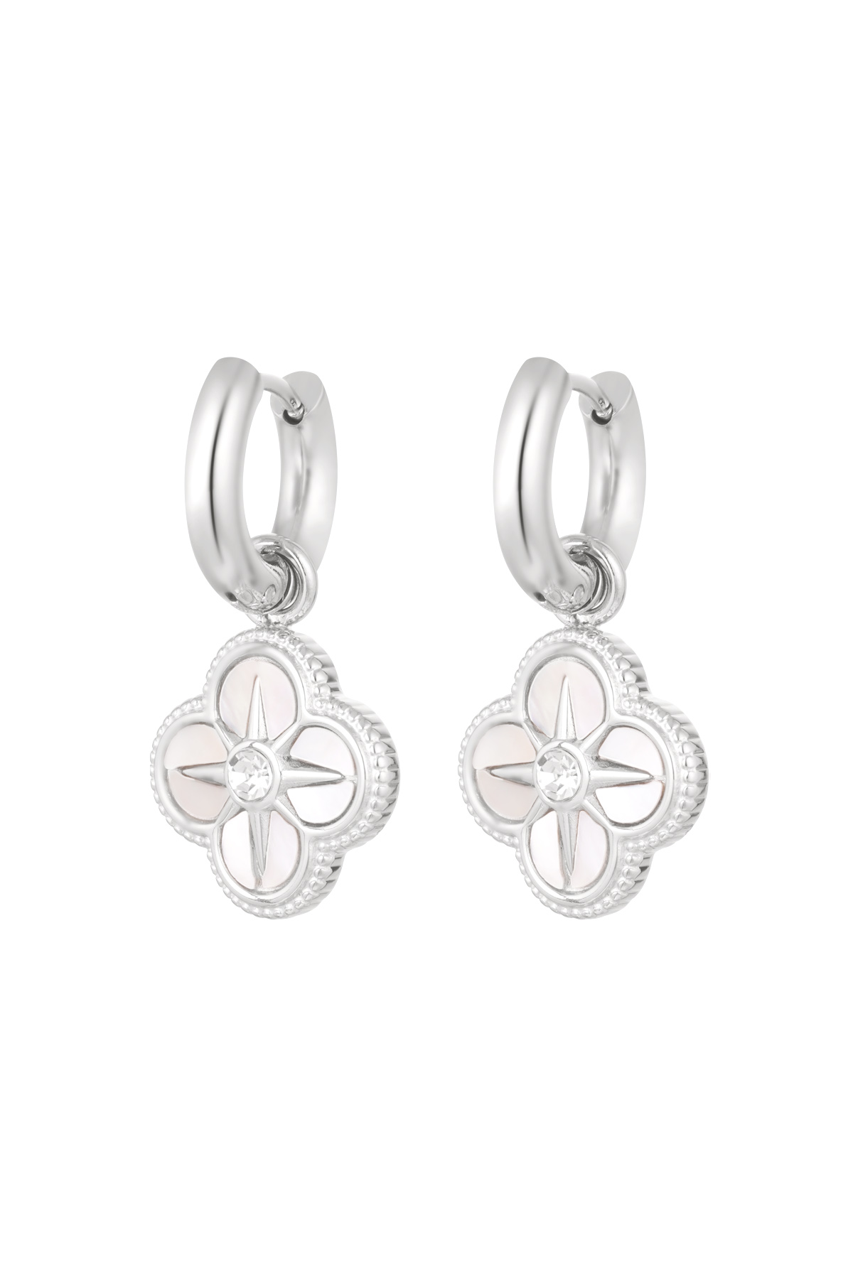 Pendientes con colgante flor/estrella - plata h5 