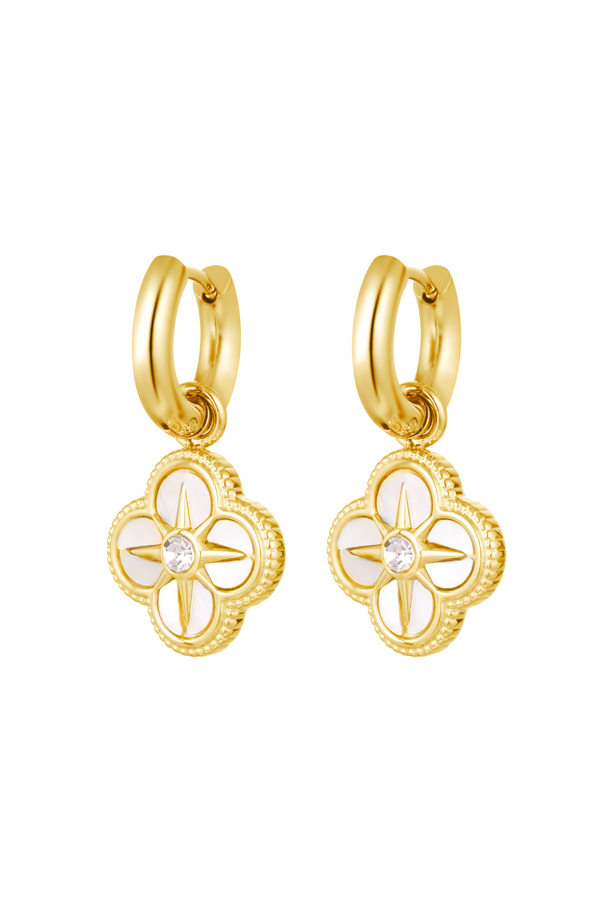 Earrings with flower/star charm - gold