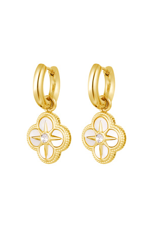 Earrings with flower/star charm - gold h5 