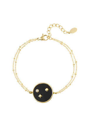 Double bracelet with round charm - gold h5 