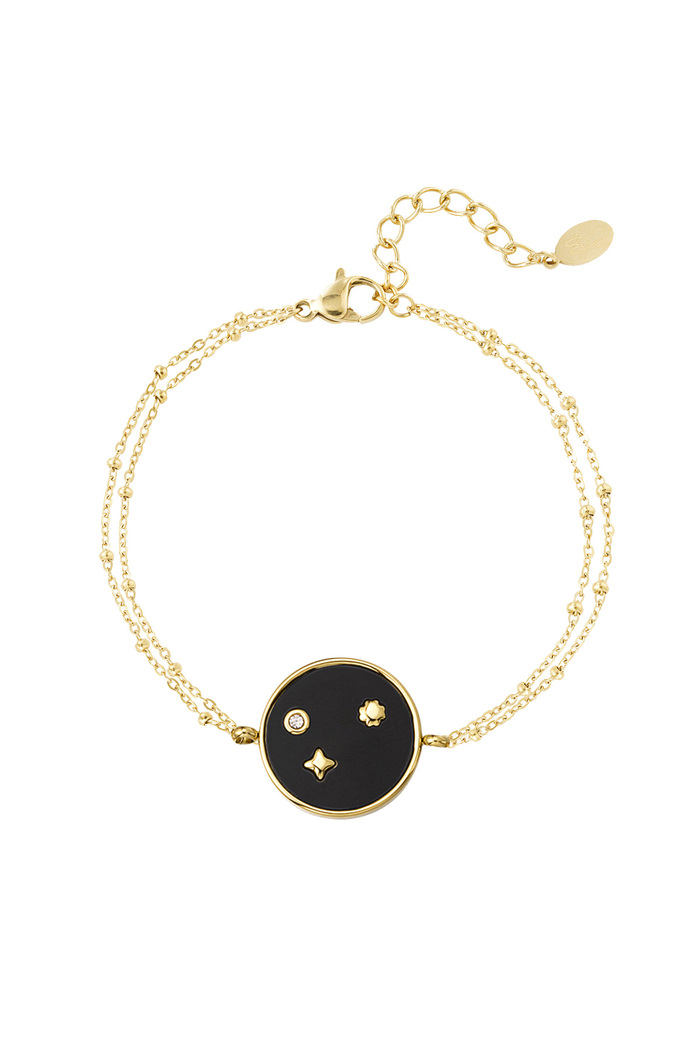 Double bracelet with round charm - gold 