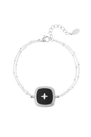 Doppeltes Armband mit quadratischem Anhänger – Silber h5 