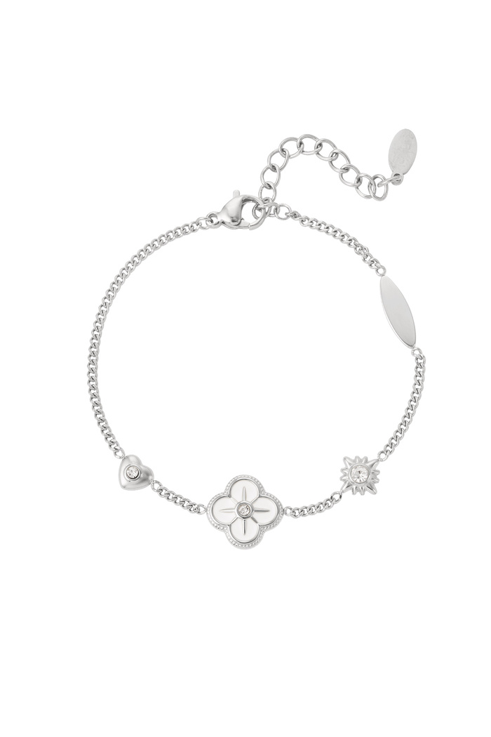 Bracelet charms détails blancs - argent 
