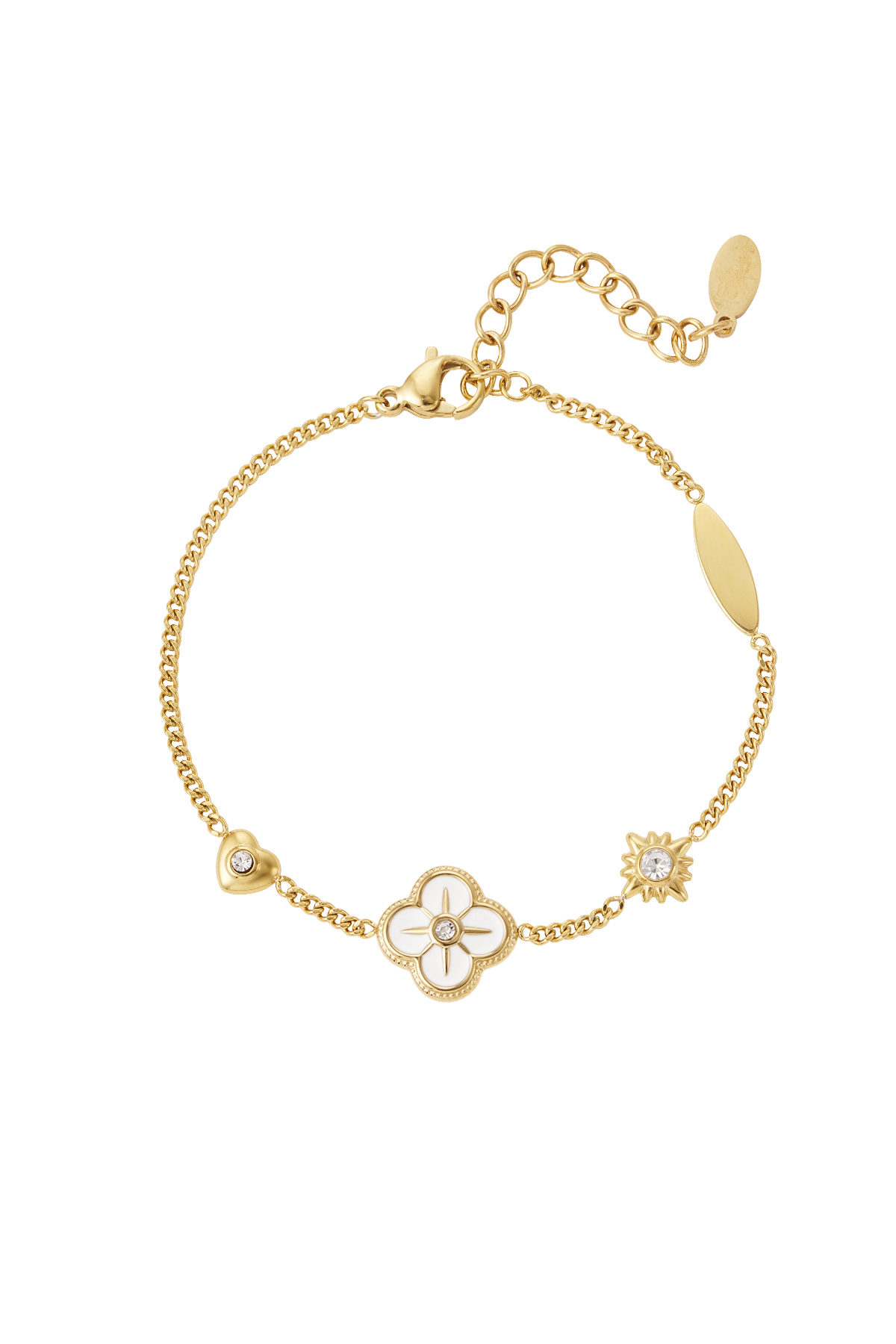 Bracelet charms white details - gold