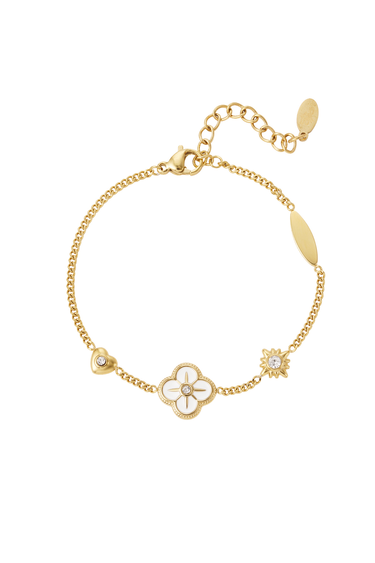 Pulsera charms detalles blancos - oro h5 