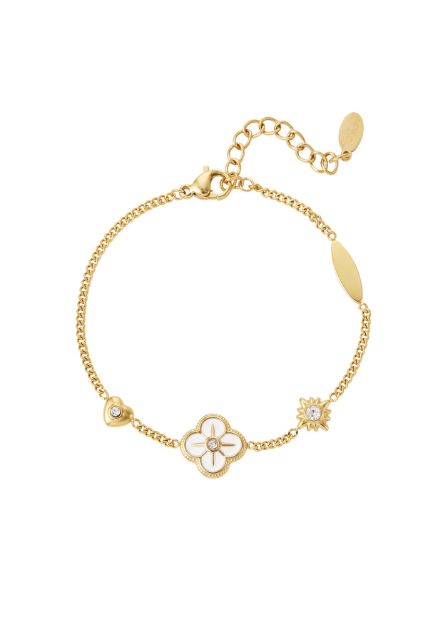 Bracelet charms détails blancs - or
