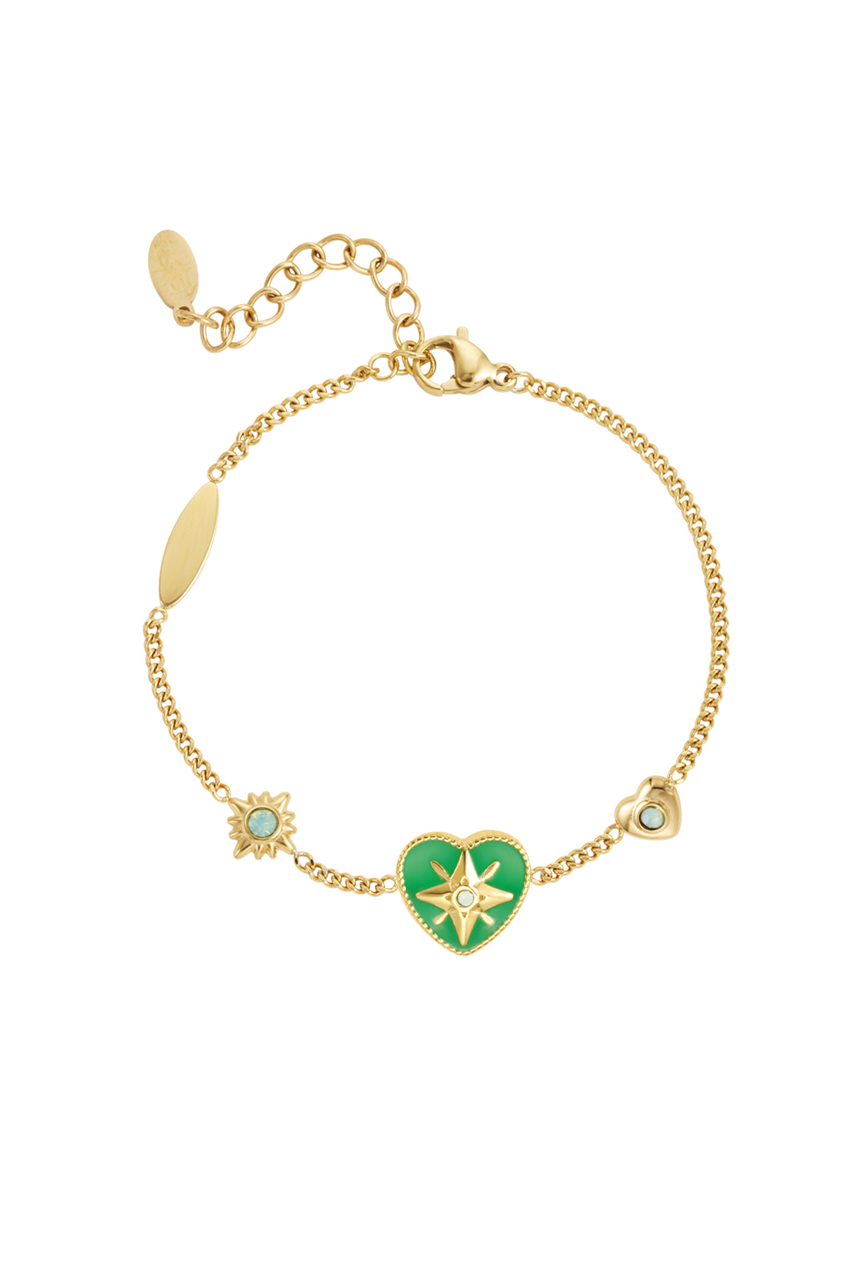 Bracelet avec breloques colorées - or/vert