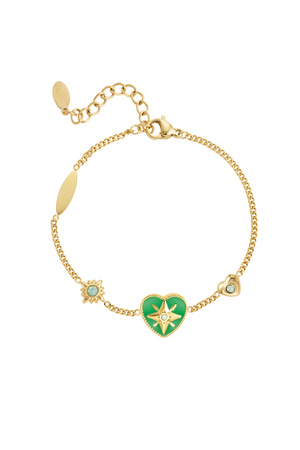 Bracelet with colored charms - gold/green h5 