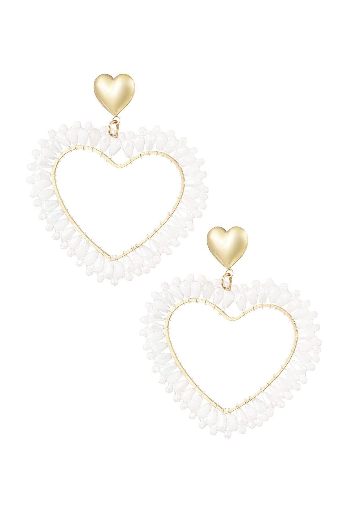 Heart Shaped Earrings White h5 
