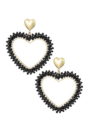 Heart Shaped Earrings Black h5 