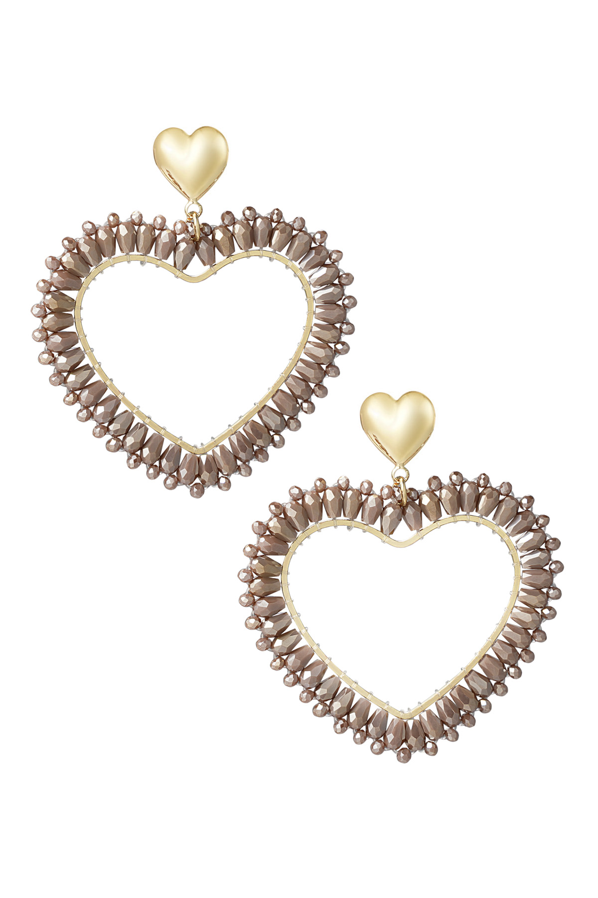 Heart Shaped Earrings Brown h5 