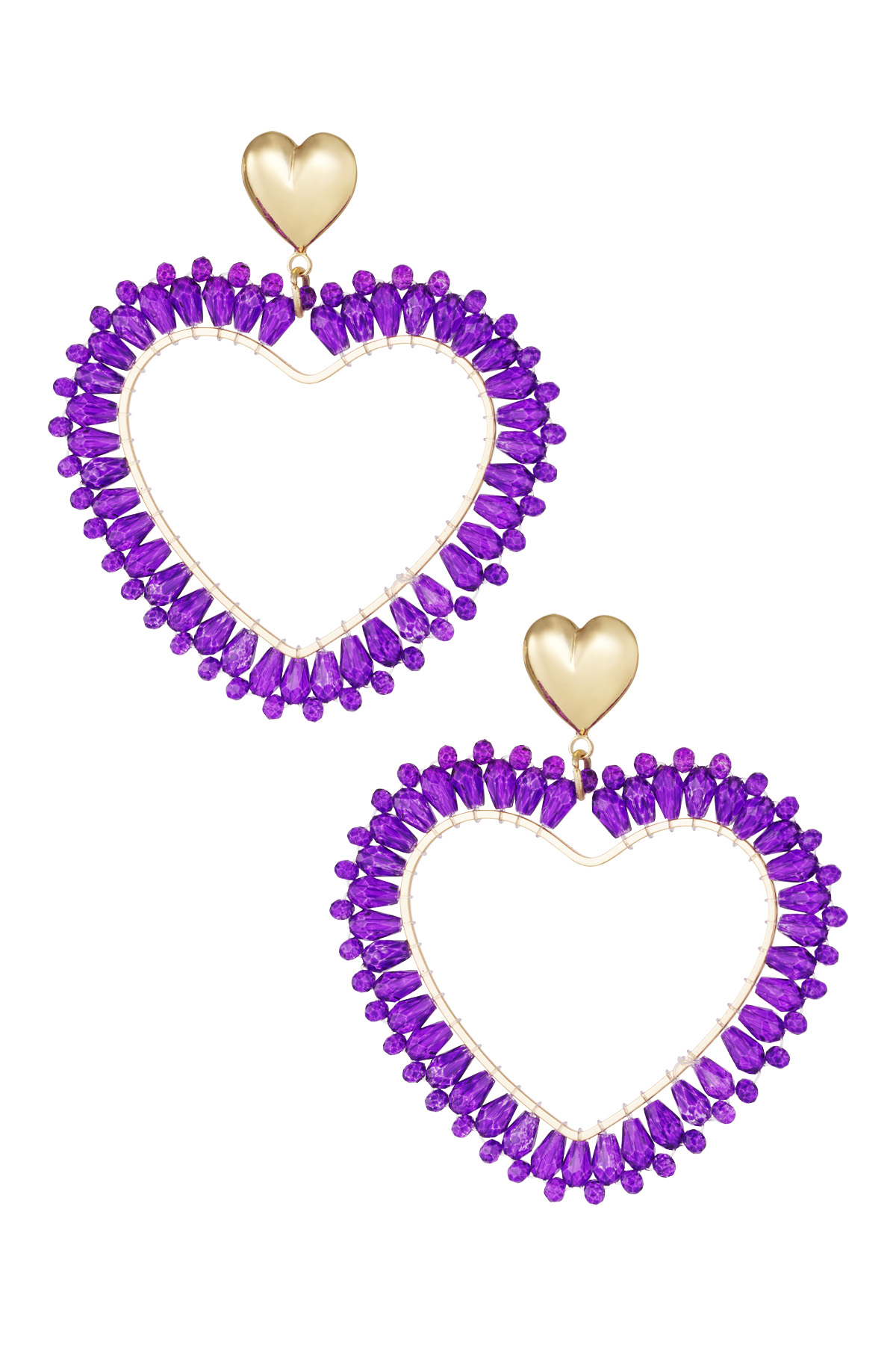Heart Shaped Earrings Purple
