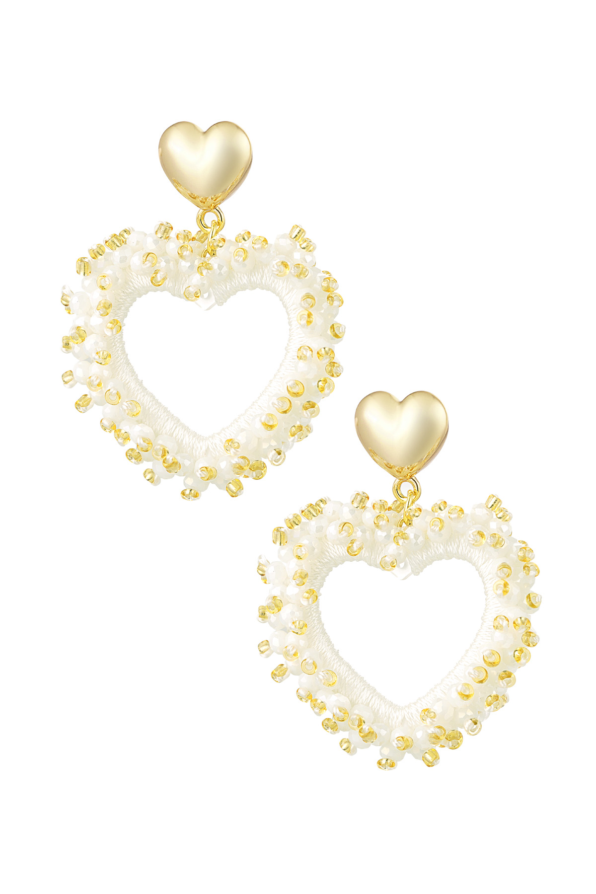 Pendientes Corazón Blanco Con Cristal - Cobre h5 