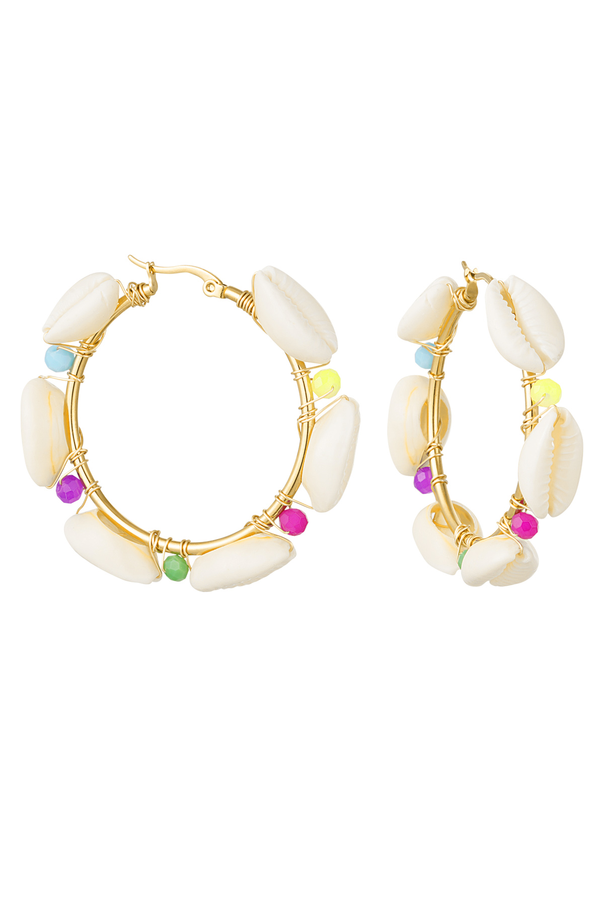 Creoles with colorful shell - gold Stainless Steel